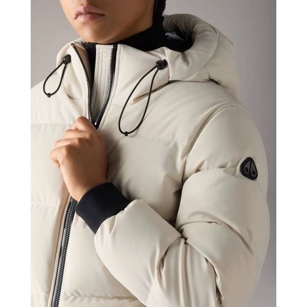 Moose Knuckles Soho Down Bomber in Alabaster | Jackets | Coveti