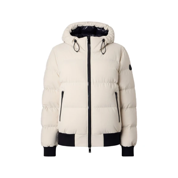Moose Knuckles Soho Down Bomber in Alabaster | Coveti
