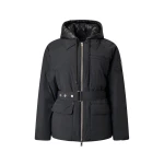 Moose Knuckles Tegan Belted 3Q Down Parka in Black | Coveti