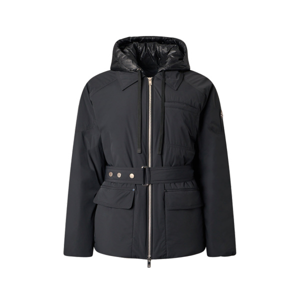 Moose Knuckles Tegan Belted 3Q Down Parka in Black | Coveti