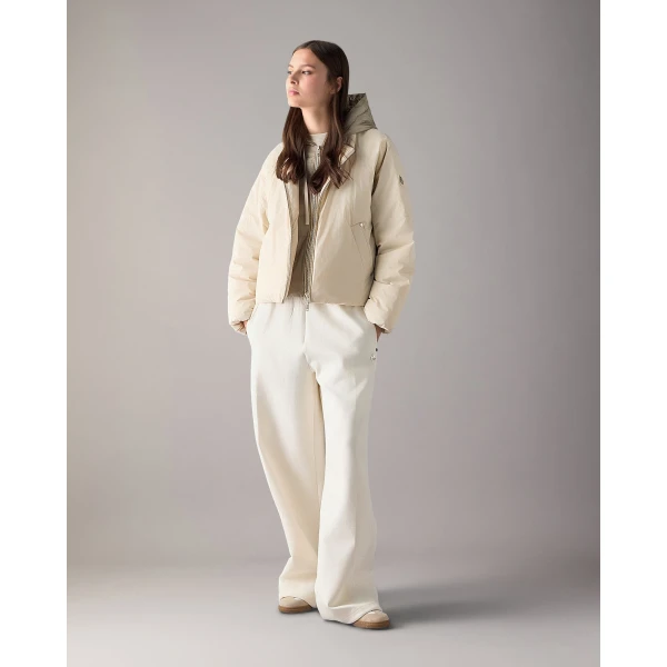 Moose Knuckles Tegan Down Bomber Jacket in Alabaster | Jackets | Coveti