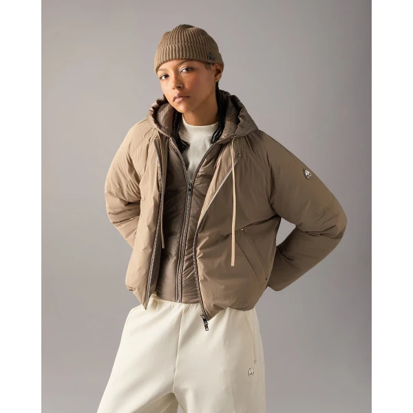 Moose Knuckles Tegan Down Bomber Jacket in Ashen | Jackets | Coveti