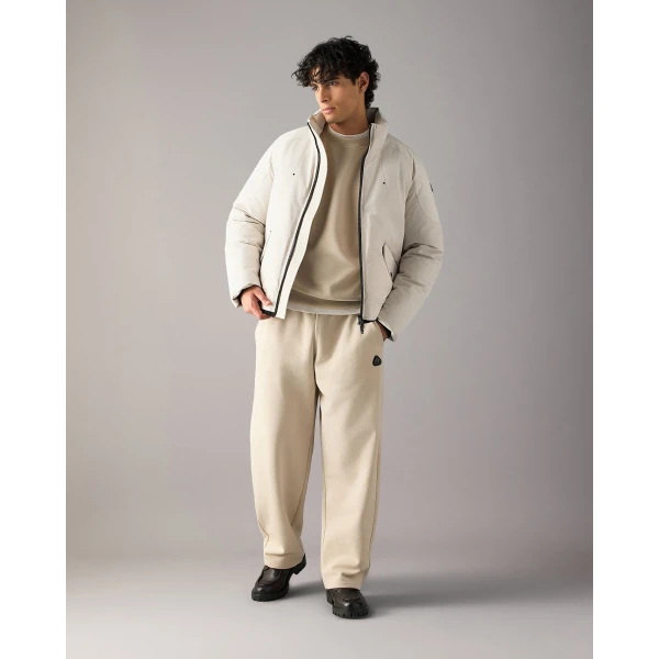 Moose Knuckles West-Ed Down Trucker Jacket in Alabaster | Men Jackets | Coveti
