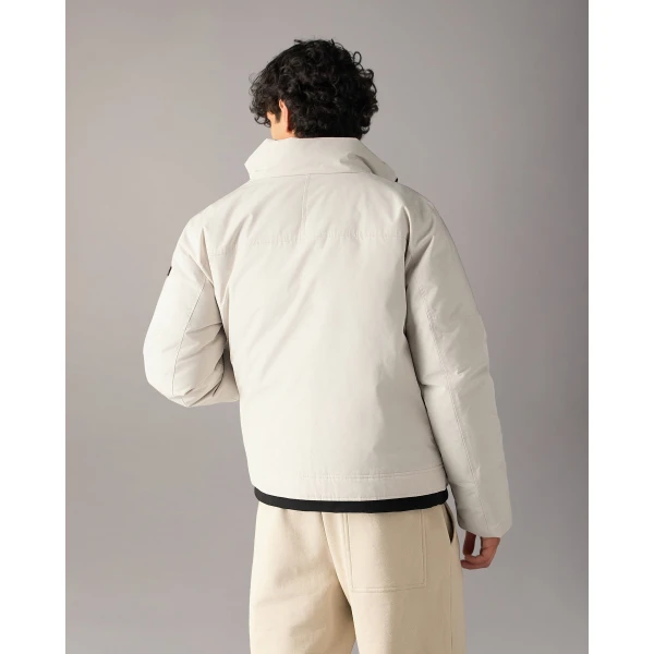 Moose Knuckles West-Ed Down Trucker Jacket in Alabaster | Men Jackets | Coveti