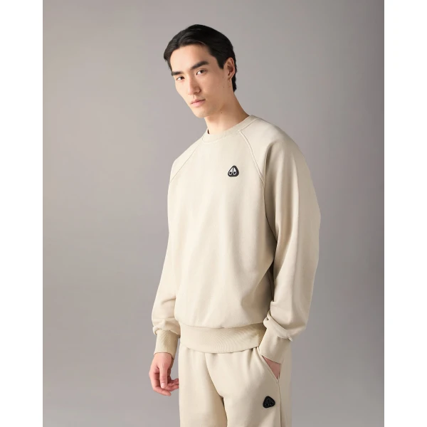 Moose Knuckles YUL Crewneck Sweatshirt in Alabaster | Sweatshirts | Coveti