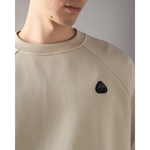 Moose Knuckles YUL Crewneck Sweatshirt in Alabaster | Sweatshirts | Coveti