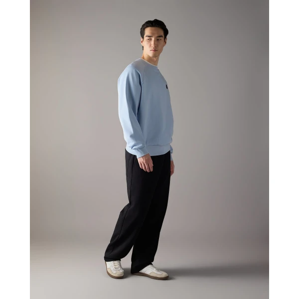 Moose Knuckles YUL Crewneck Sweatshirt in Blue Ice | Sweatshirts | Coveti