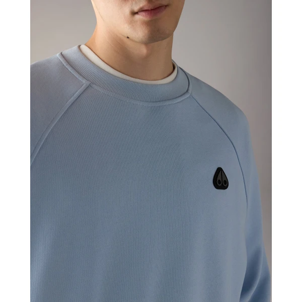 Moose Knuckles YUL Crewneck Sweatshirt in Blue Ice | Sweatshirts | Coveti