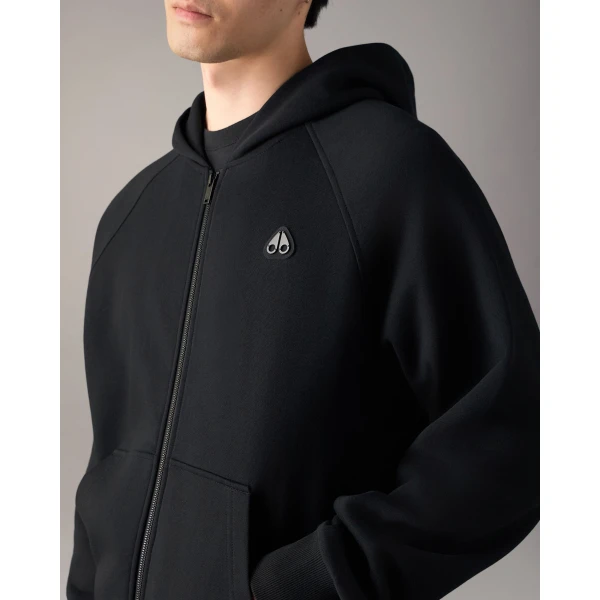 Moose Knuckles YUL Zip-Up Hoodie in Black | Sweatshirts | Coveti