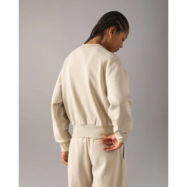 Moose Knuckles YYZ Crewneck Sweatshirt in Alabaster | Long Sleeve | Coveti