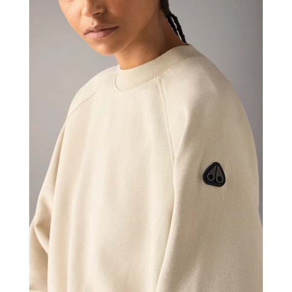 Moose Knuckles YYZ Crewneck Sweatshirt in Alabaster | Long Sleeve | Coveti