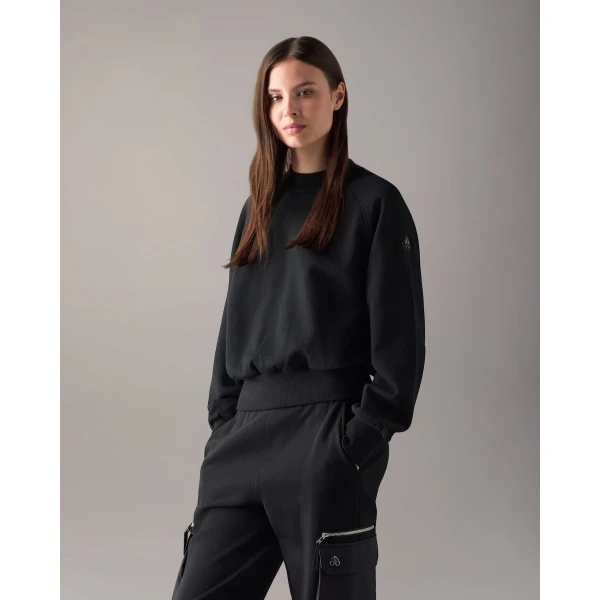 Moose Knuckles YYZ Crewneck Sweatshirt in Black | Long Sleeve | Coveti