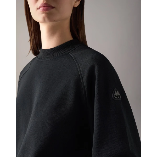 Moose Knuckles YYZ Crewneck Sweatshirt in Black | Long Sleeve | Coveti