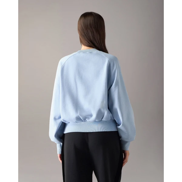 Moose Knuckles YYZ Crewneck Sweatshirt in Blue Ice | Long Sleeve | Coveti