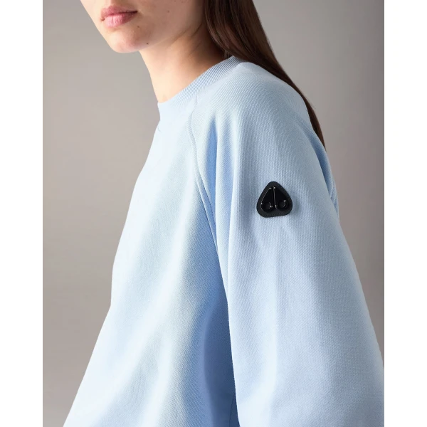 Moose Knuckles YYZ Crewneck Sweatshirt in Blue Ice | Long Sleeve | Coveti