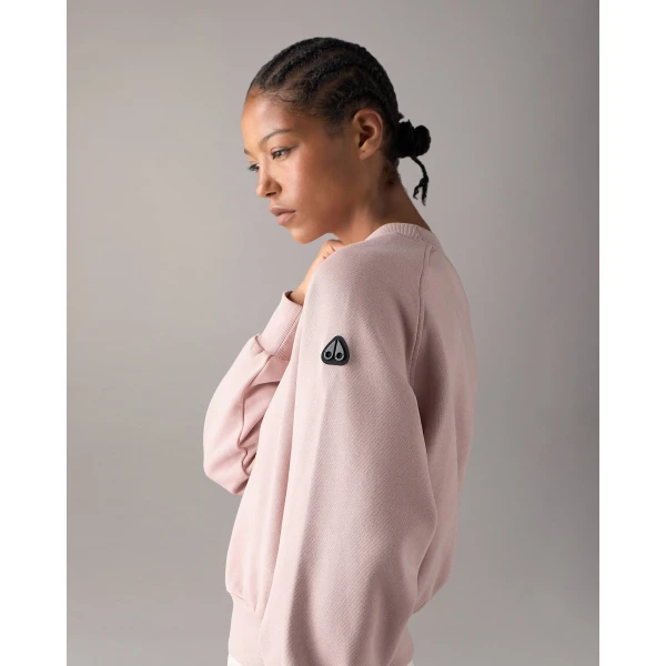 Moose Knuckles YYZ Crewneck Sweatshirt in Rosewood | Long Sleeve | Coveti