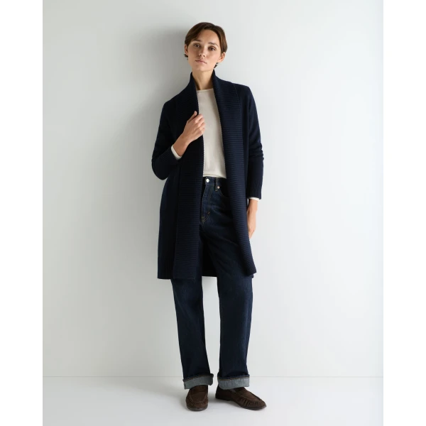 N.Peal Abbey Cashmere Cardigan in Navy Blue