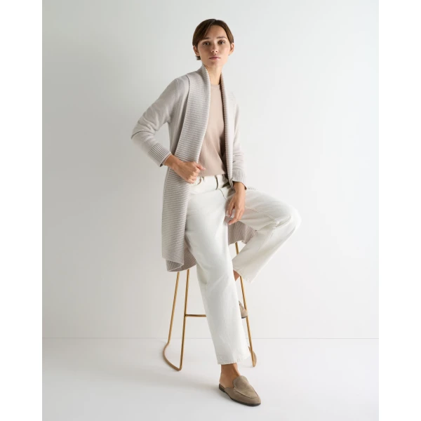 N.Peal Abbey Cashmere Cardigan in Snow Grey
