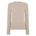 N.Peal Adelyn Cable Round Neck Cashmere Jumper in Cashew Brown | Sweaters | Coveti