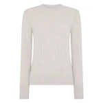 N.Peal Adelyn Cable Round Neck Cashmere Jumper in Pebble Grey | Sweaters | Coveti