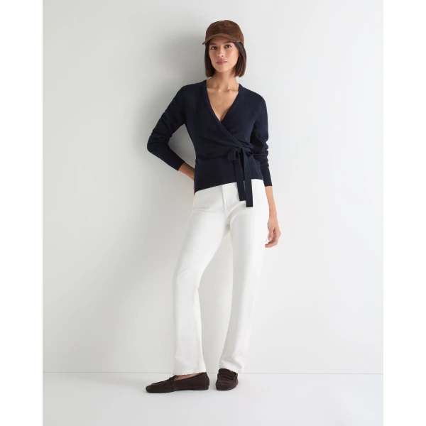 N.Peal Arabella Wrap Cashmere Cardigan in Navy Blue