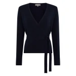N.Peal Arabella Wrap Cashmere Cardigan in Navy Blue | Cardigan | Coveti