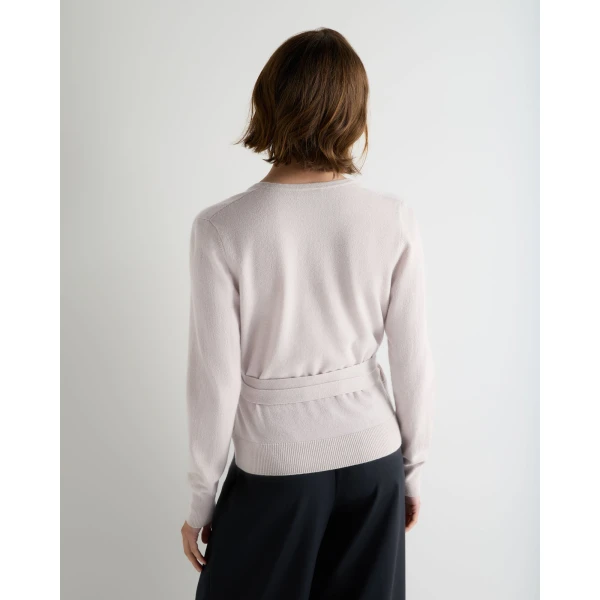 N.Peal Arabella Wrap Cashmere Cardigan in Snow Grey
