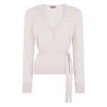 N.Peal Arabella Wrap Cashmere Cardigan in Snow Grey | Cardigan | Coveti