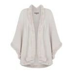 N.Peal Ayla Fur Trim Cashmere Cape in Pebble Grey | Knitwear | Coveti