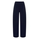 N.Peal Barrel Leg Cotton Blend Trouser in Navy Blue | Tailored pants | Coveti