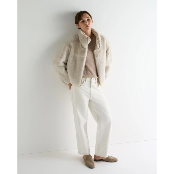 N.Peal Blouson Rex Fur Jacket in Beige Brown