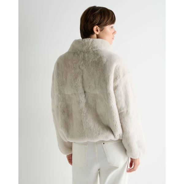 N.Peal Blouson Rex Fur Jacket in Beige Brown