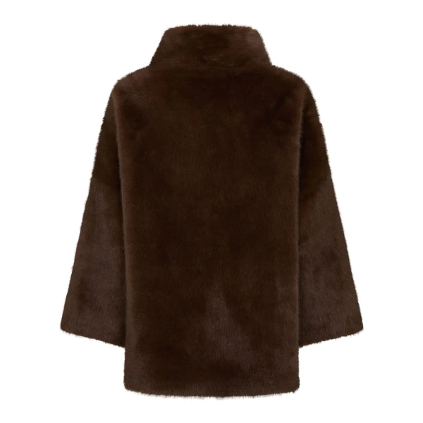 N.Peal Bracelet Sleeve Faux Mink Jacket in Brown