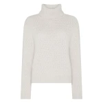 N.Peal Cashmere Chevron Roll Neck Cashmere Jumper With Lurex in Frost White Sparkle | Turtlenecks | Coveti