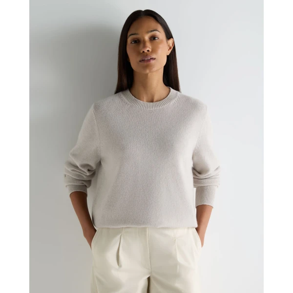 N.Peal Cashmere Crew Neck Jumper in Arctic Grey Melange