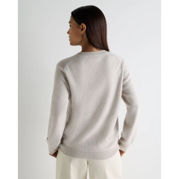 N.Peal Cashmere Crew Neck Jumper in Arctic Grey Melange