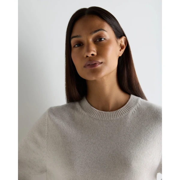 N.Peal Cashmere Crew Neck Jumper in Arctic Grey Melange