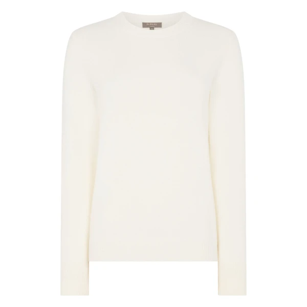 N.Peal Cashmere Crew Neck Jumper in New Ivory White | Sweaters | Coveti