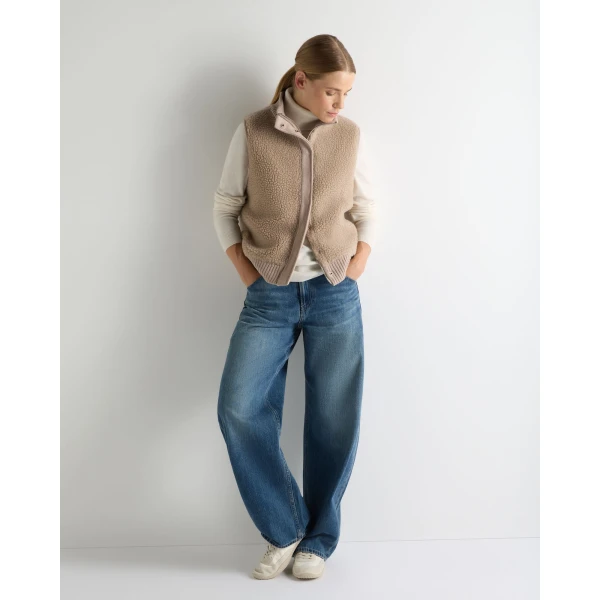 N.Peal Cashmere Shearling Gilet in Cashew Brown