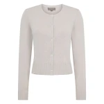 N.Peal Chunky Crop Cashmere Cardigan in Arctic Grey Melange | Cardigan | Coveti
