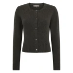 N.Peal Chunky Crop Cashmere Cardigan in Grey Moss | Cardigan | Coveti