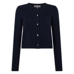 N.Peal Chunky Crop Cashmere Cardigan in Navy Blue | Cardigan | Coveti