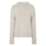 N.Peal Chunky Funnel Neck Cashmere Jumper in Cashmere Grey Melange | Turtlenecks | Coveti