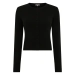 N.Peal Covered Button Cashmere Cardigan in Black | Cardigan | Coveti