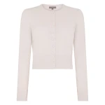 N.Peal Covered Button Cashmere Cardigan in Snow Grey | Cardigan | Coveti