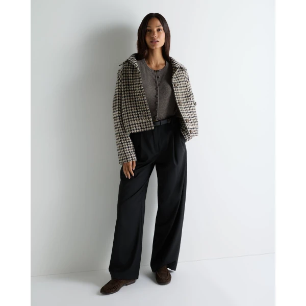N.Peal Covered Button Cashmere Cardigan in Wood Smoke Brown