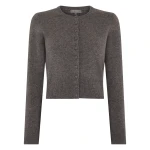 N.Peal Covered Button Cashmere Cardigan in Wood Smoke Brown | Cardigan | Coveti