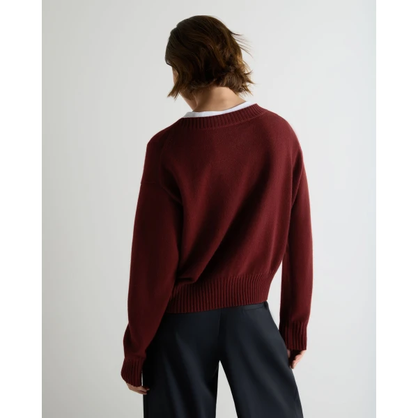 N.Peal Crop Boat Neck Cashmere Jumper in Rustic Red