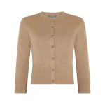 N.Peal Darcie Superfine Cashmere Cropped Cardigan in Caramel Brown | Cardigan | Coveti
