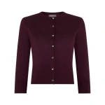 N.Peal Darcie Superfine Cashmere Cropped Cardigan in Damson Red | Cardigan | Coveti